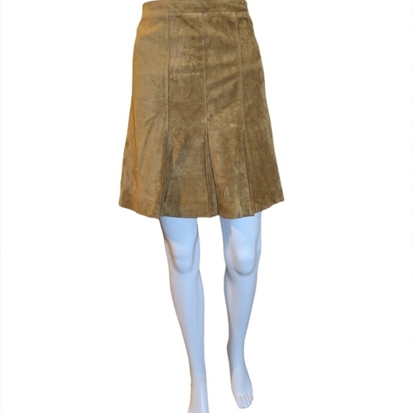 Ann Taylor Loft Camel Brown Suede Skirt Size 4P - Picture 1 of 5
